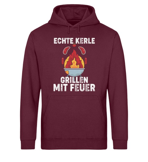Echte Kerle grillen mit Feuer  - Unisex Bio Hoodie Zu verkaufen – Bild 3