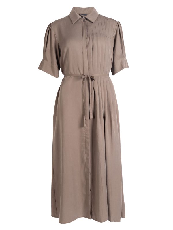 YMKE pleated dress - Mud Verkauf